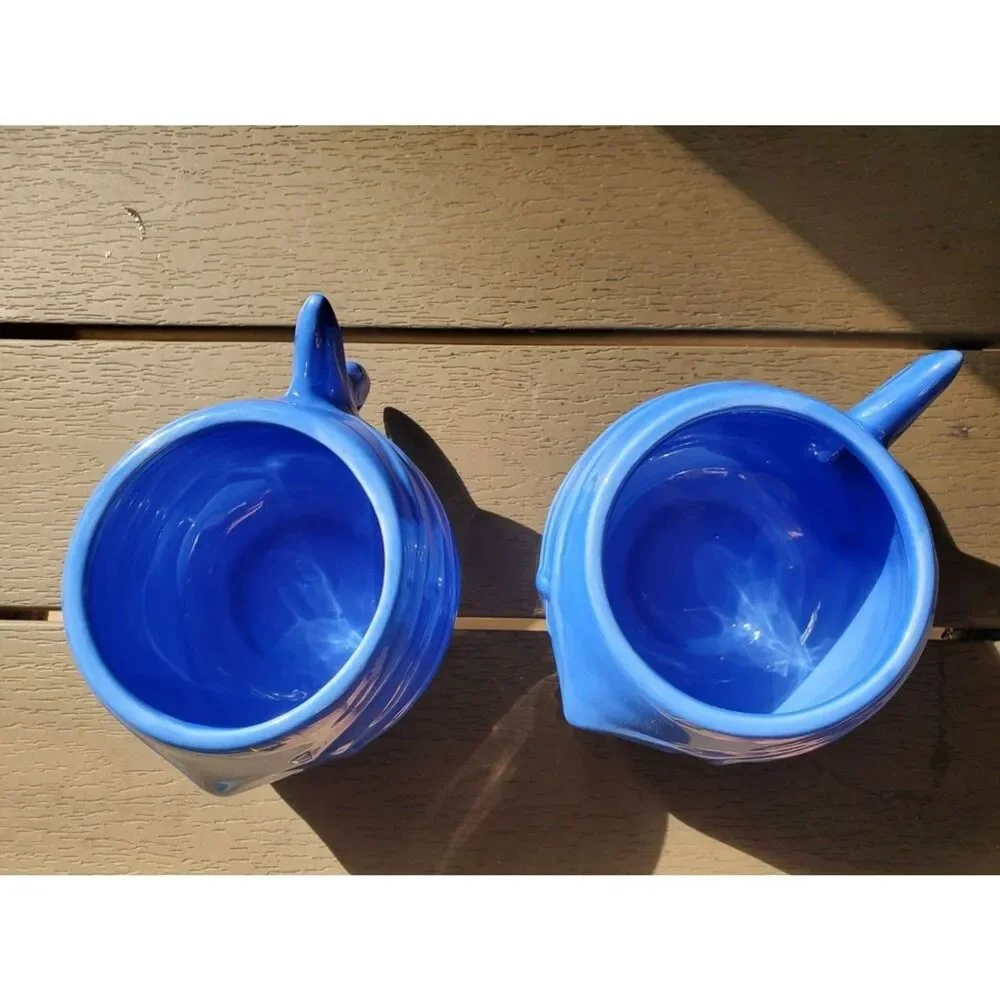 Set of 2- Blue Fish Ceramic Coffee Tea mug Novelty Target Collection 11 fl oz